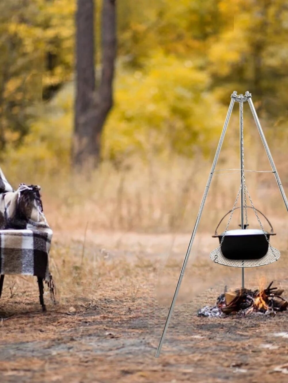 Stainless Steel Campfire Tripod Stand – Portable Outdoor Cooking Pot Support